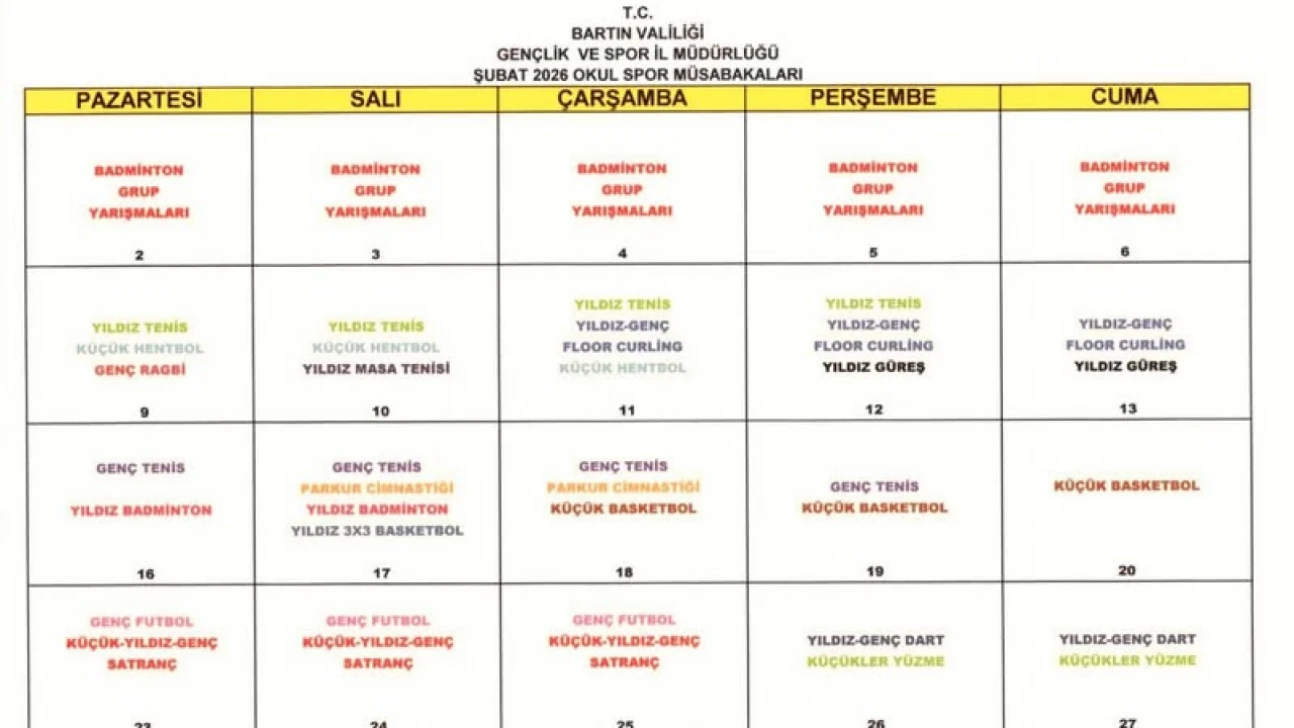 Bartın'da Okul Sporları Haftası Dolu Dolu Geçecek