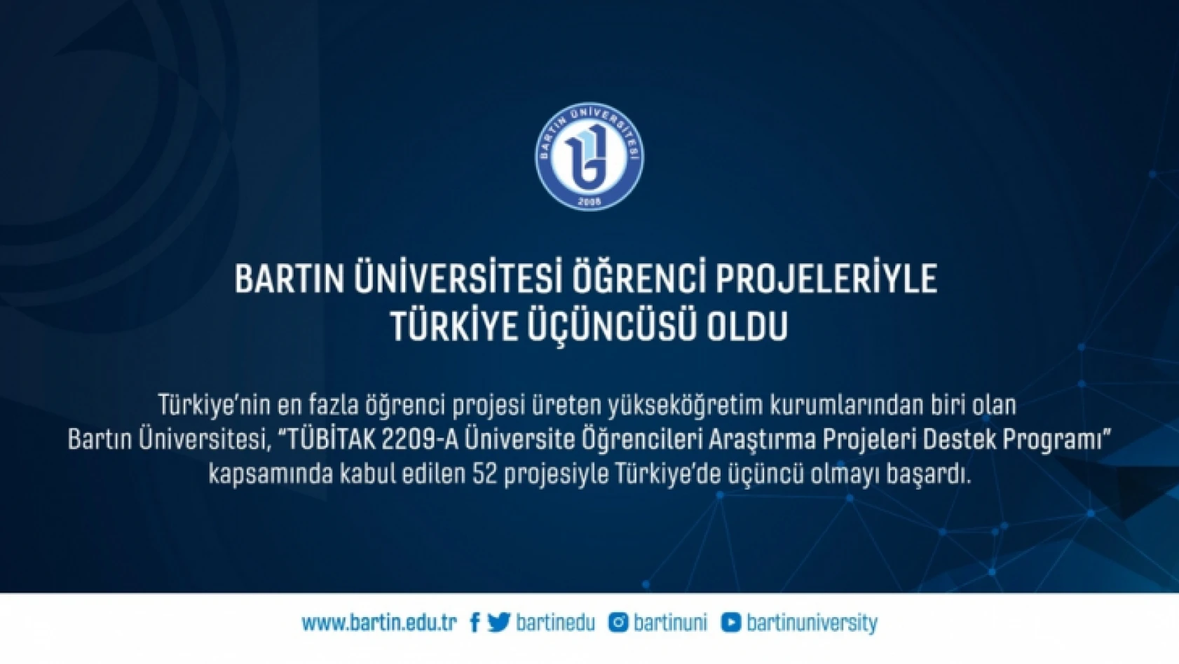 Bartın Üniversitesi, öğrenci projeleriyle Türkiye üçüncüsü oldu