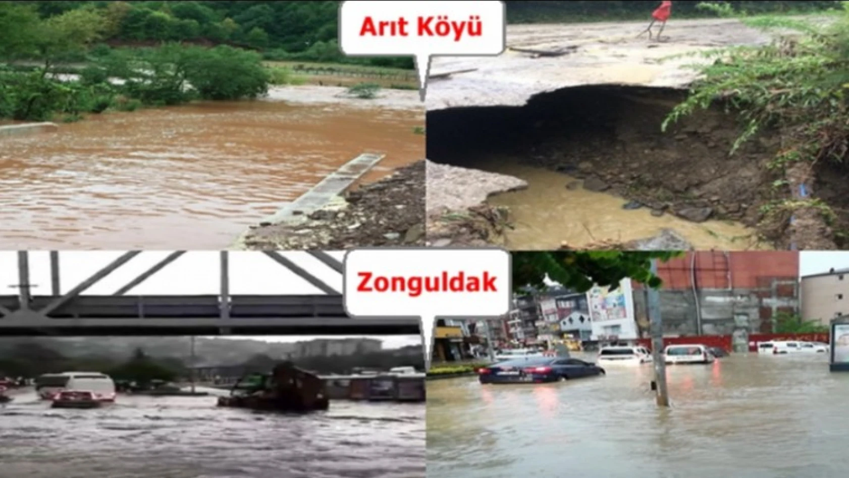 Sağanak yağış Arıt ve Zonguldak'ı vurdu