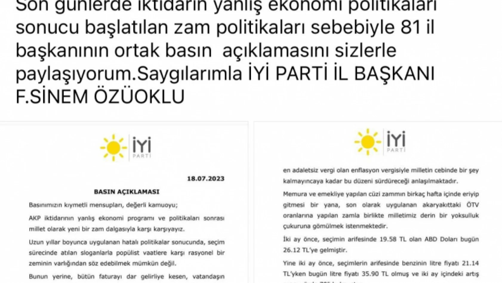 İYİ Parti 'Deli Dumrul iktidarı, vatandaşın gırtlağına çöktü'