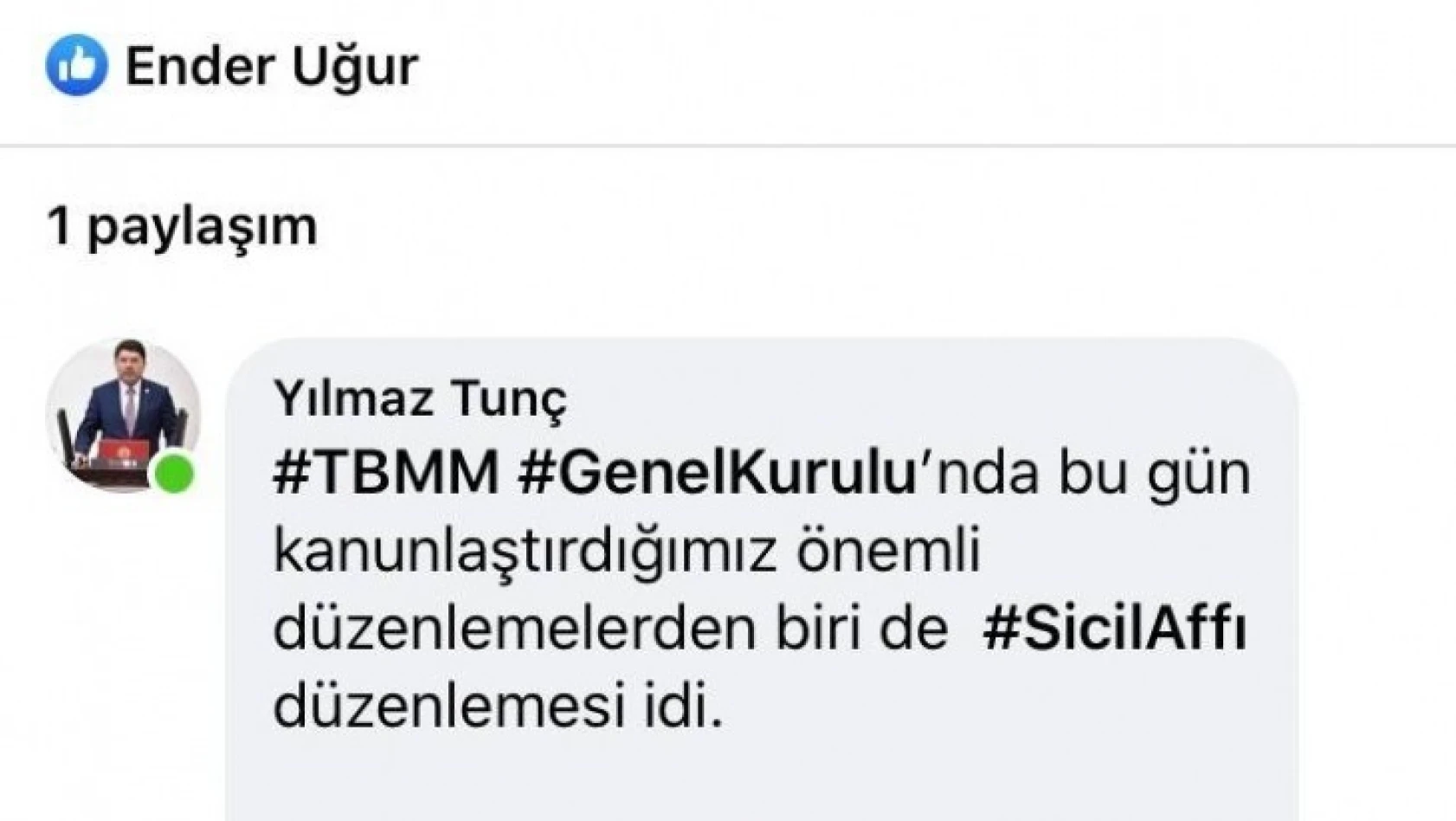 Tunç'tan Özkan'a 'Sicil affı' cevabı