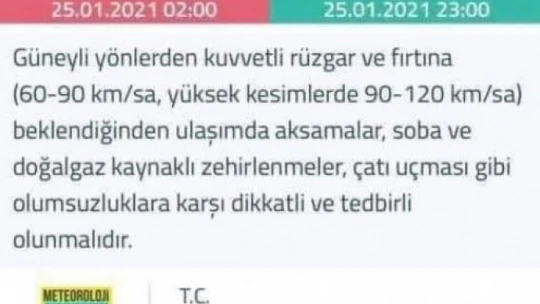 Meteorolojiden uyarı geldi