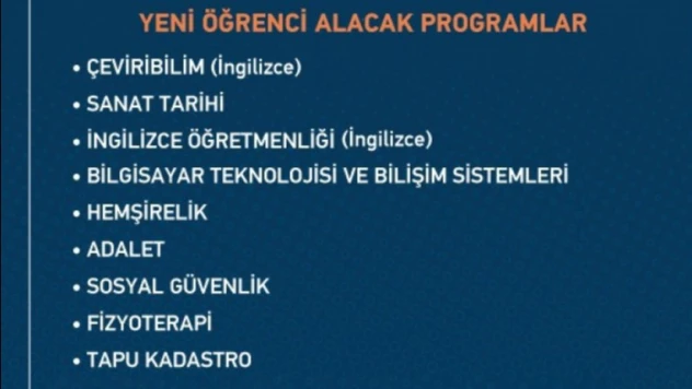 12 yeni bölüme daha öğrenci alınacak