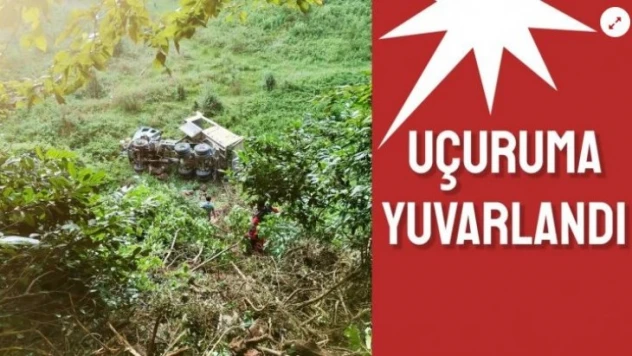 Kamyon uçuruma yuvarlandı