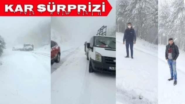 O yolda kar sürprizi yaşandı