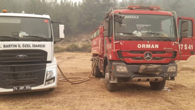 Ovacık'ta ki yangına Bartın'dan su takviyesi