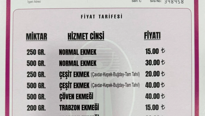 Bartın'da ekmeğe zam geldi