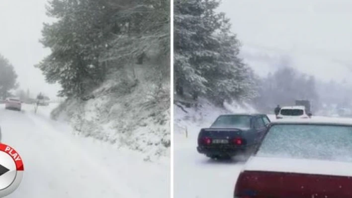 Karabük-Bartın yolunda kar yağışı etkili oluyor