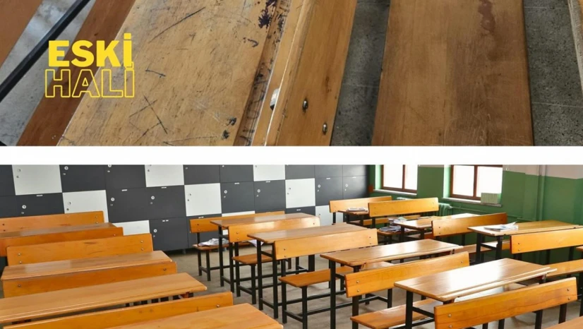 Cumhuriyet Ortaokulu'nda Sıralar Yenilendi