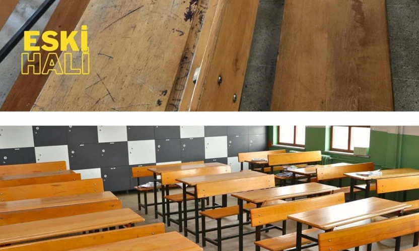 Cumhuriyet Ortaokulu'nda Sıralar Yenilendi